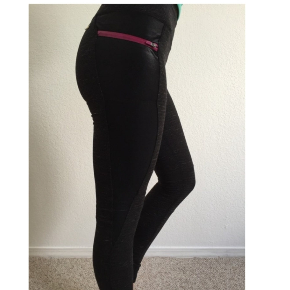 Alala Chill Tights Black Space Dye Pink Pocket Leggings Xs NWT